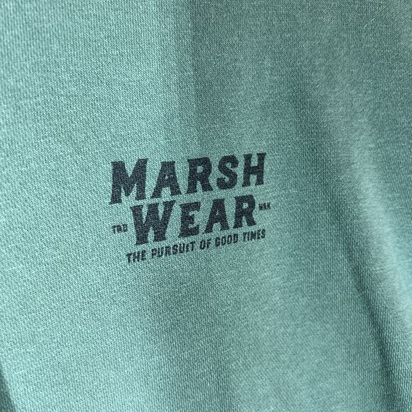 Marsh Wear Hoodie Mens Medium Green Sweater Pullover Dog Graphic Casual Outdoors - Picture 7 of 11